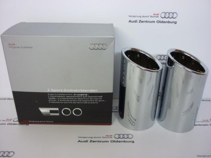 2 Auspuffblenden Chrom für Audi A1 8X A3 8P 8PA 8V 8VA 1,4TFSI 1